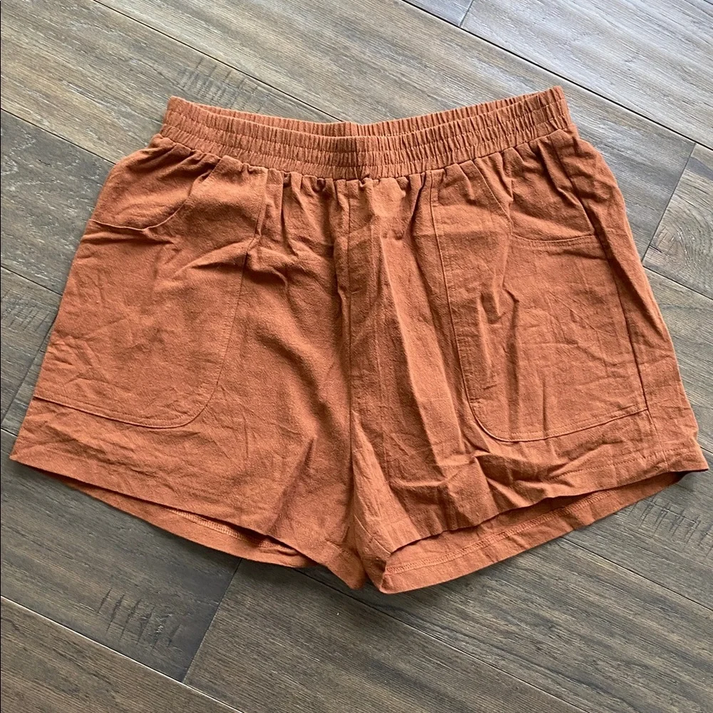 SHEIN Terracotta Linen  Sleeveless Top and Shorts Set Womens Sz XL Brown - Picture 3 of 8